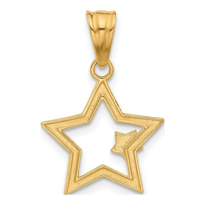 14K Yellow Gold Diamond-Cut Stars Pendant – view 4