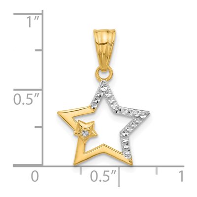 14K Yellow Gold Diamond-Cut Stars Pendant – view 5