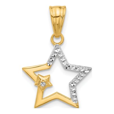 14K Yellow Gold Diamond-Cut Stars Pendant