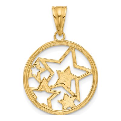 14K Yellow Gold Diamond-Cut Stars Pendant – view 4