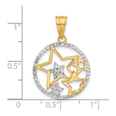 14K Yellow Gold Diamond-Cut Stars Pendant – view 5