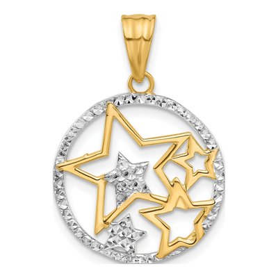 14K Yellow Gold Diamond-Cut Stars Pendant
