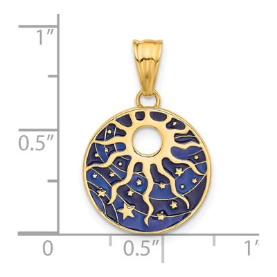 14K Yellow Gold Blue Enamel Sun Stars Pendant – view 5