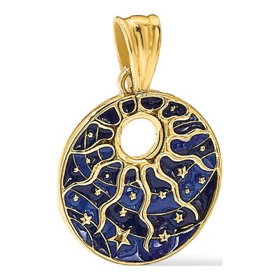 14K Yellow Gold Blue Enamel Sun Stars Pendant – view 6