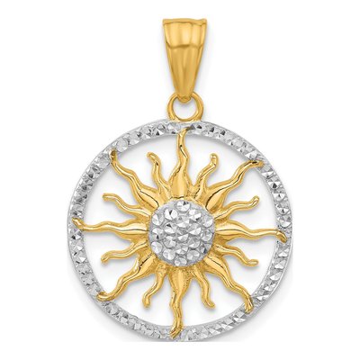 14K Yellow Gold Diamond-Cut Sun Pendant