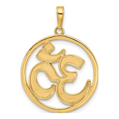 14K Yellow Gold Om Circle Pendant – view 4