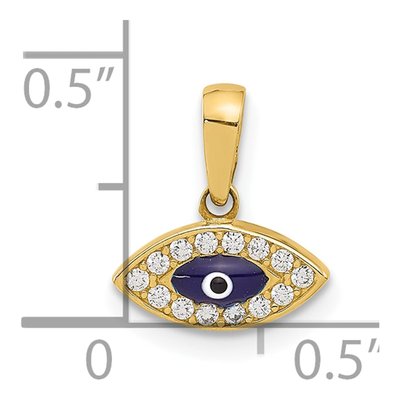 14K Yellow Gold CZ Evil Eye Pendant – view 5