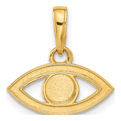 14K Yellow Gold Diamond-Cut Evil Eye Pendant – view 4