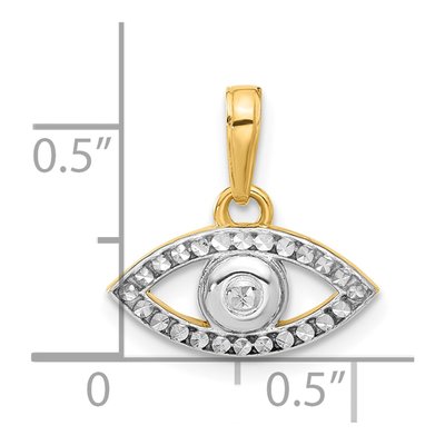 14K Yellow Gold Diamond-Cut Evil Eye Pendant – view 5