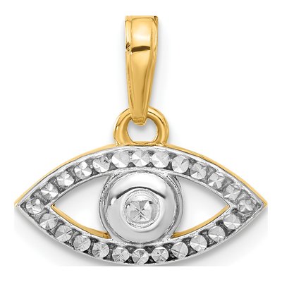 14K Yellow Gold Diamond-Cut Evil Eye Pendant