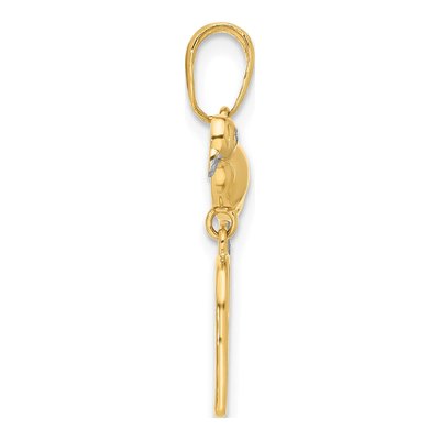 14K Yellow Gold Diamond-Cut Bird on Birdcage Pendant – view 3