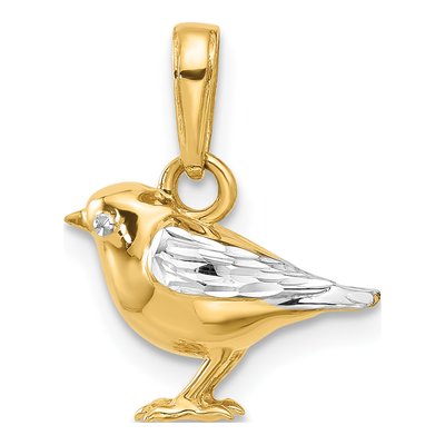 14K Yellow Gold 3-D Diamond-Cut Bird Pendant – view 4