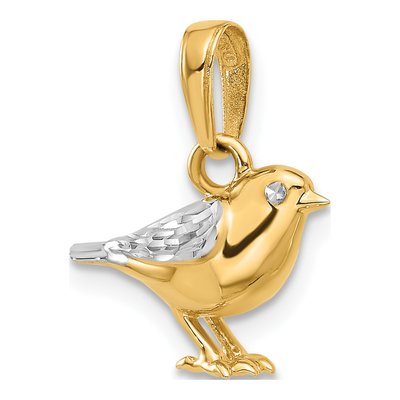 14K Yellow Gold 3-D Diamond-Cut Bird Pendant – view 5