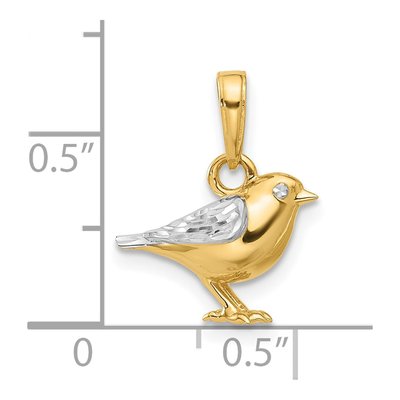 14K Yellow Gold 3-D Diamond-Cut Bird Pendant – view 6