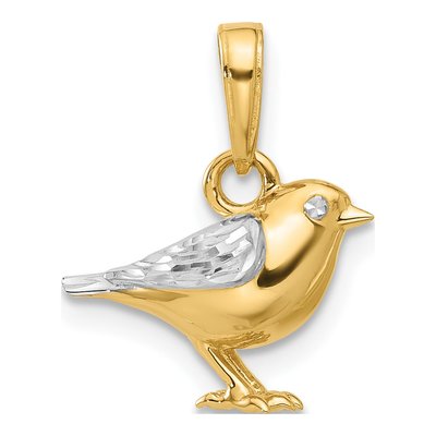 14K Yellow Gold 3-D Diamond-Cut Bird Pendant