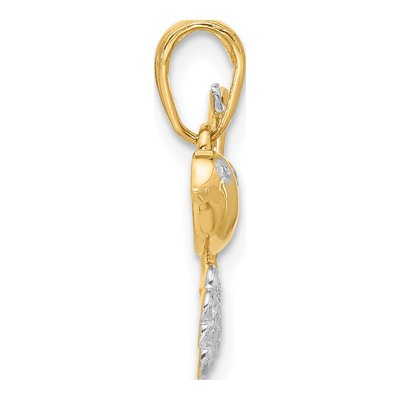 14K Yellow Gold Diamond-Cut Bird on Branch Pendant – view 3