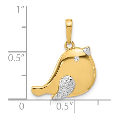 14K Yellow Gold Diamond-Cut Bird Pendant – view 5