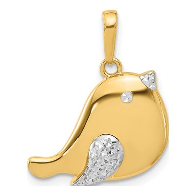 14K Yellow Gold Diamond-Cut Bird Pendant