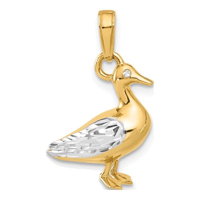 14K Yellow Gold 3-D Duck Pendant