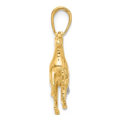 14K Yellow Gold Diamond-Cut 3-D Horse Pendant – view 3