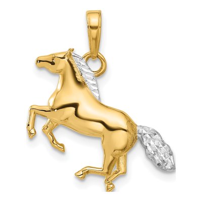14K Yellow Gold Diamond-Cut 3-D Horse Pendant – view 4