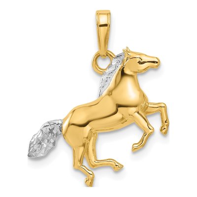 14K Yellow Gold Diamond-Cut 3-D Horse Pendant