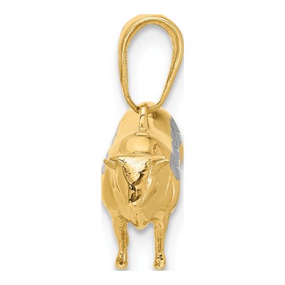 14K Yellow Gold 3D Diamond-Cut Bull Pendant – view 3