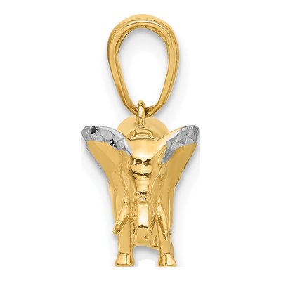 14K Yellow Gold Diamond-Cut 3D Elephant Pendant – view 3