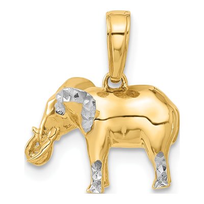 14K Yellow Gold Diamond-Cut 3D Elephant Pendant – view 4