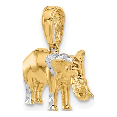 14K Yellow Gold Diamond-Cut 3D Elephant Pendant – view 5