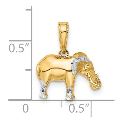 14K Yellow Gold Diamond-Cut 3D Elephant Pendant – view 6