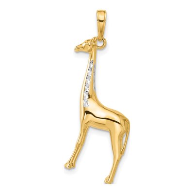 14K Yellow Gold Diamond-Cut 3-D Giraffe Pendant – view 4