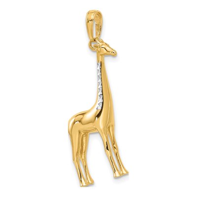 14K Yellow Gold Diamond-Cut 3-D Giraffe Pendant – view 5