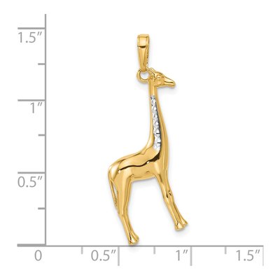14K Yellow Gold Diamond-Cut 3-D Giraffe Pendant – view 6