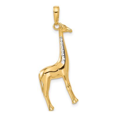 14K Yellow Gold Diamond-Cut 3-D Giraffe Pendant