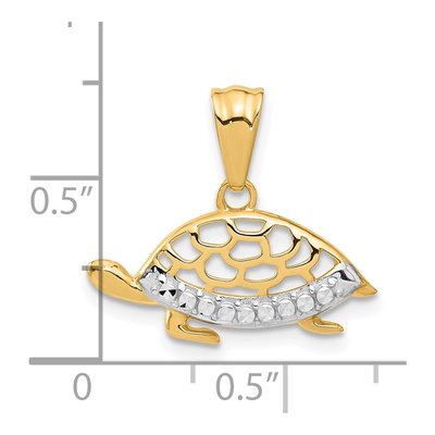 14K Yellow Gold Diamond-Cut Turtle Pendant – view 5