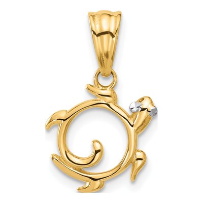 14K Yellow Gold Turtle Pendant