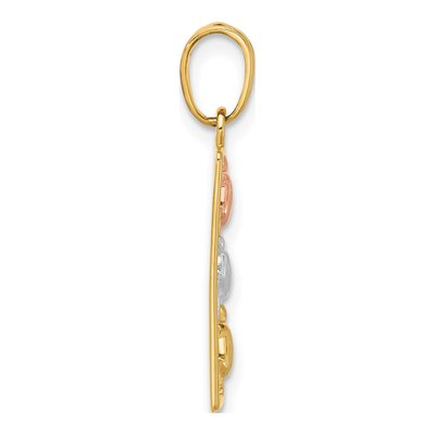 14K Two-Tone Gold Turtles Rectangle Pendant – view 3