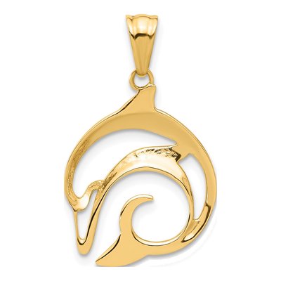 14K Yellow Gold Cut-Out Dolphin Pendant – view 3