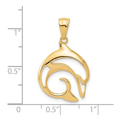 14K Yellow Gold Cut-Out Dolphin Pendant – view 4