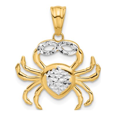 14K Yellow Gold Crab Pendant