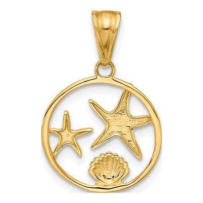 14K Yellow Gold Starfish Seashell Pendant – view 4