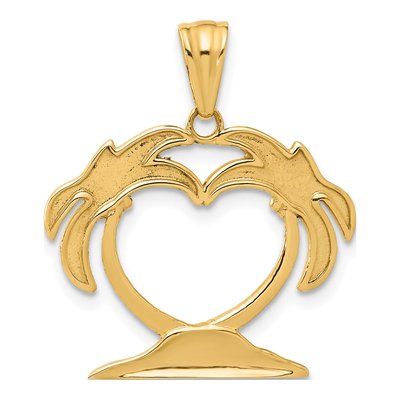 14K Yellow Gold Palm Tree Heart Pendant – view 4