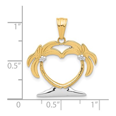 14K Yellow Gold Palm Tree Heart Pendant – view 5