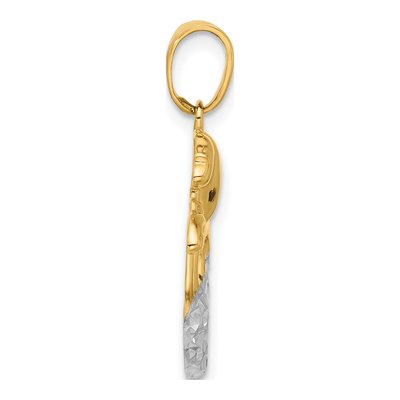 14K Yellow Gold Diamond-Cut Mermaid Pendant – view 3