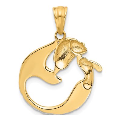 14K Yellow Gold Diamond-Cut Mermaid Pendant – view 4