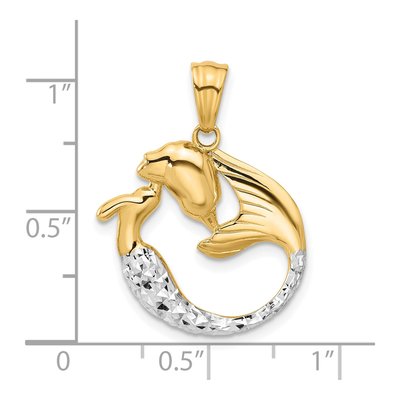 14K Yellow Gold Diamond-Cut Mermaid Pendant – view 5