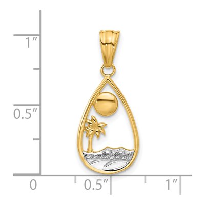 14K Yellow Gold Ocean Teardrop Pendant – view 5