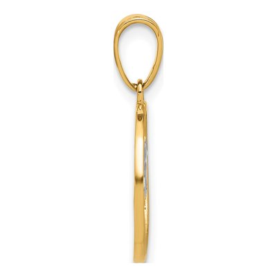 14K Yellow Gold Ocean Palm Tree Round Pendant – view 3