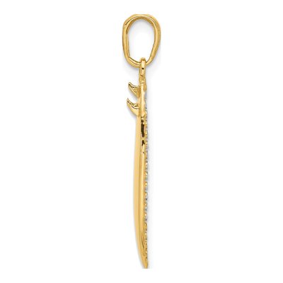 14K Yellow Gold 3D Surfboard Pendant – view 3